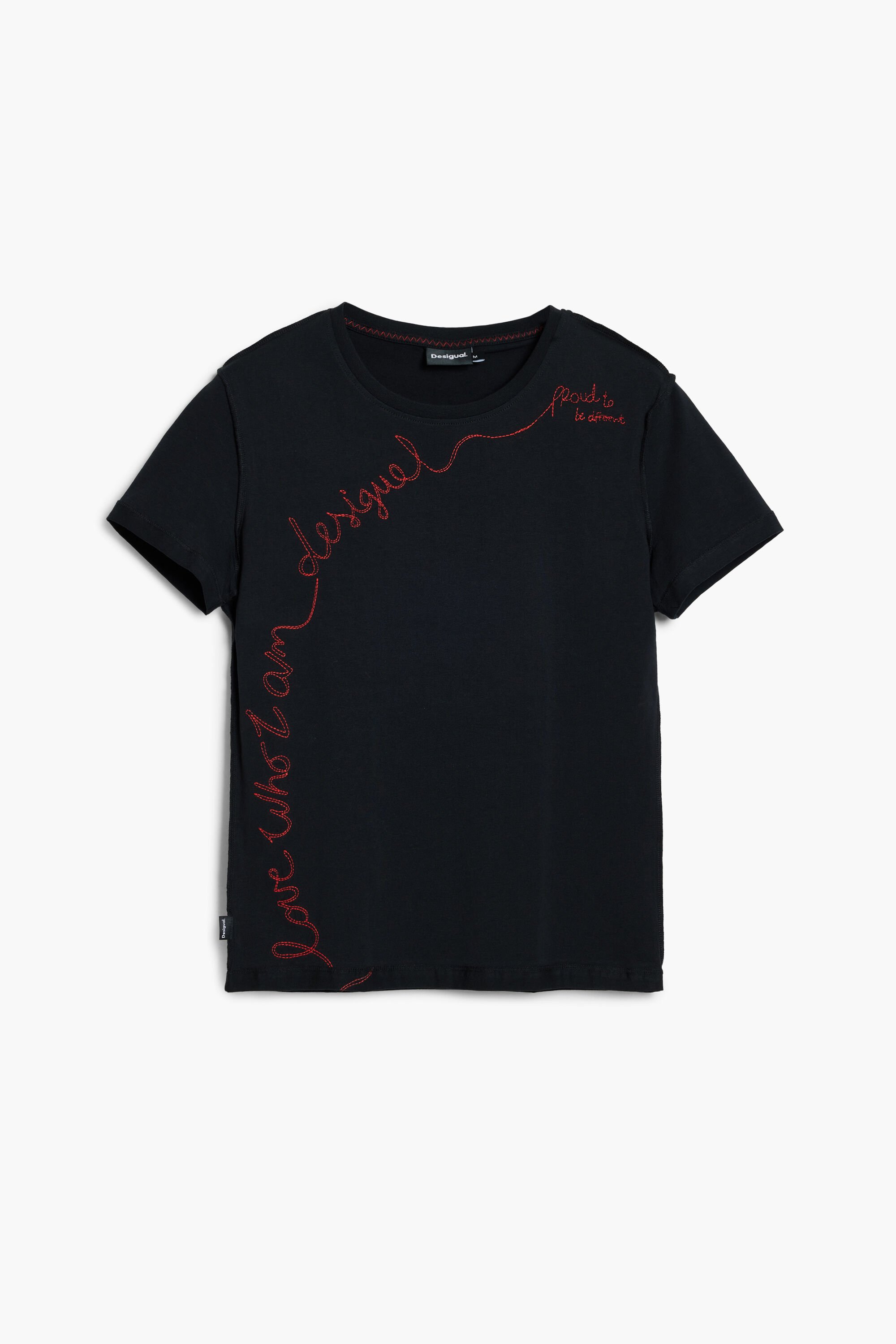 トップス Desigual border & letter design t-shirt T-shirt with embroidered phrase Women's I Desigual.com