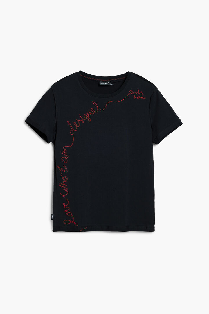 T-shirt with embroidered phrase | Desigual