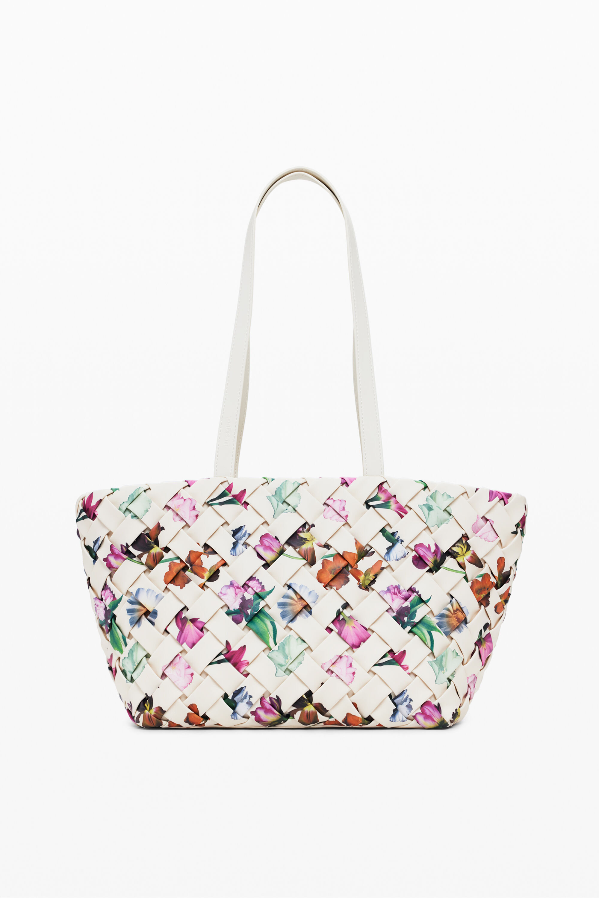 Desigual, Handtasche mit Blumenmuster, Polyurethan, Weiß, U