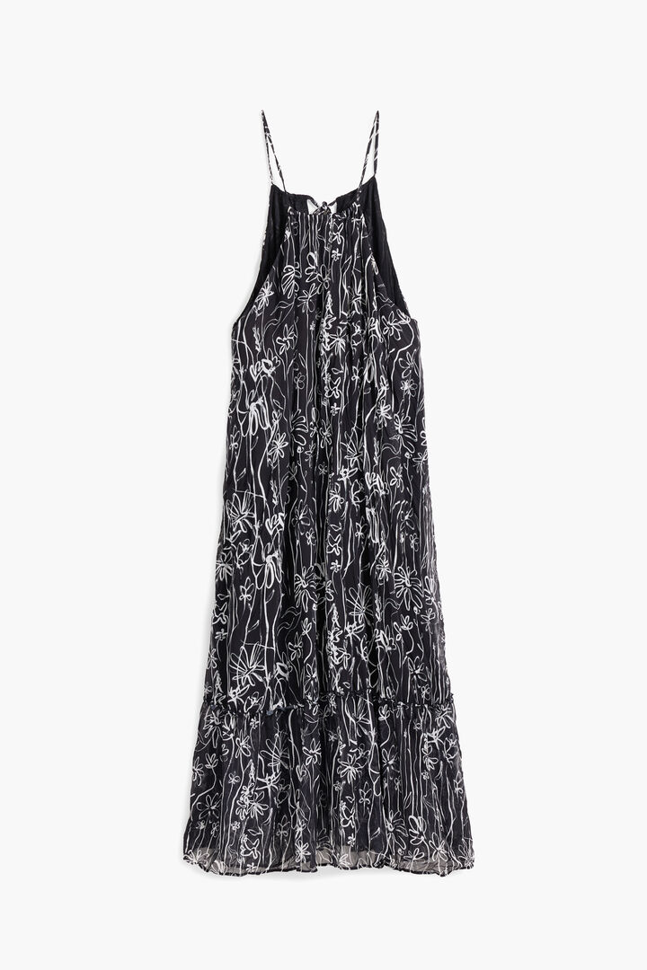 Halter dress with floral illustrations