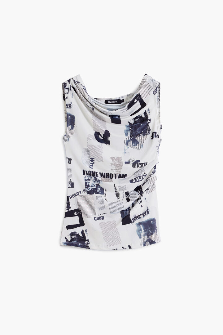Draped newspaper T-shirt | Desigual