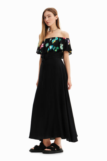 Vestit llarg volant desenfocat | Desigual