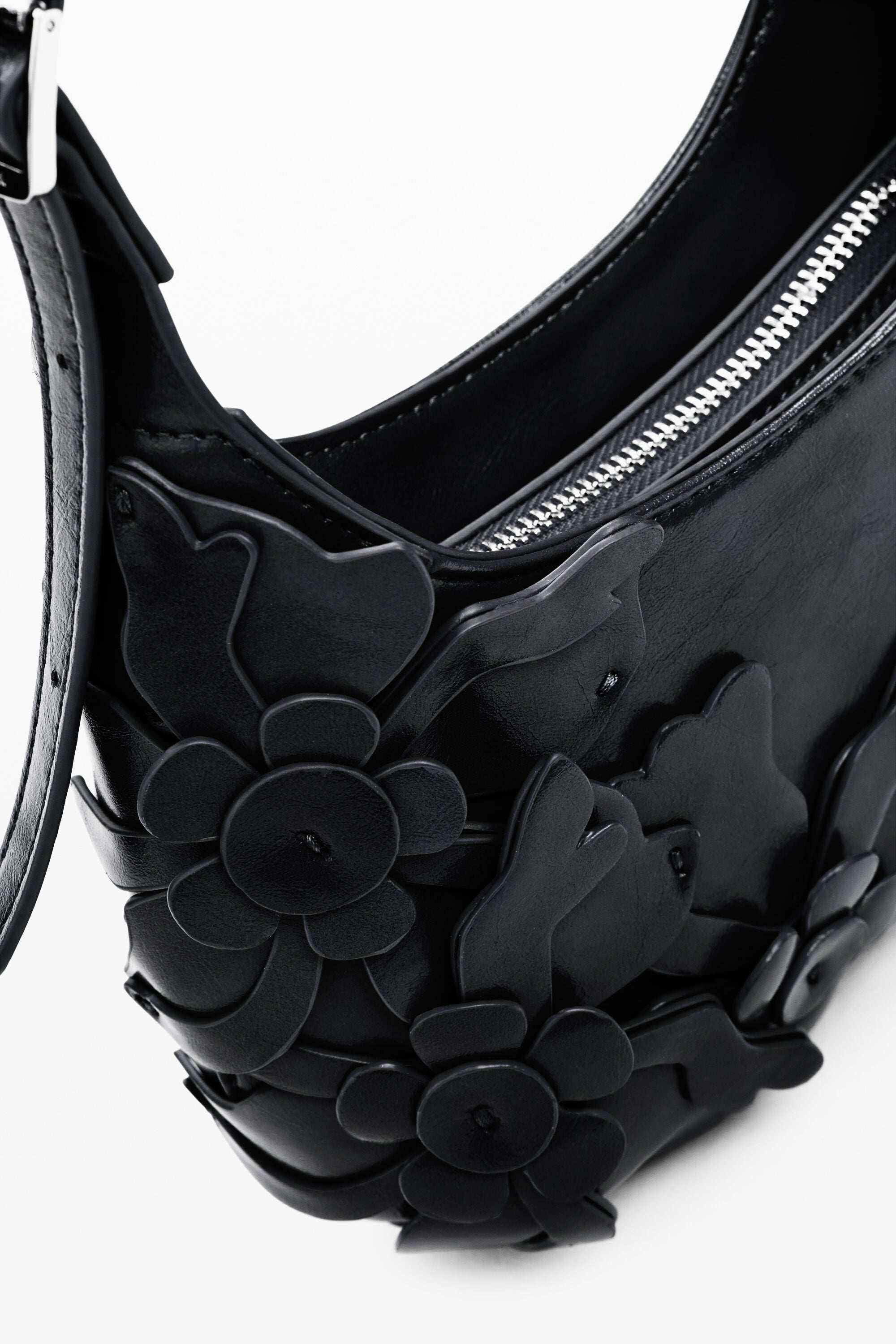 Small bag with flower appliqués black women's accessories I