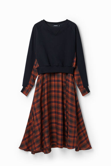 Combination plaid midi dress | Desigual