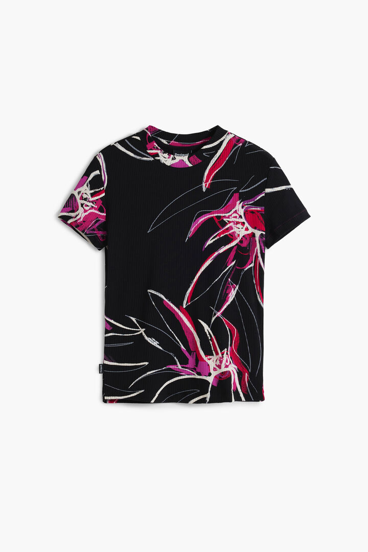 抽象的な花柄のTシャツ | Desigual