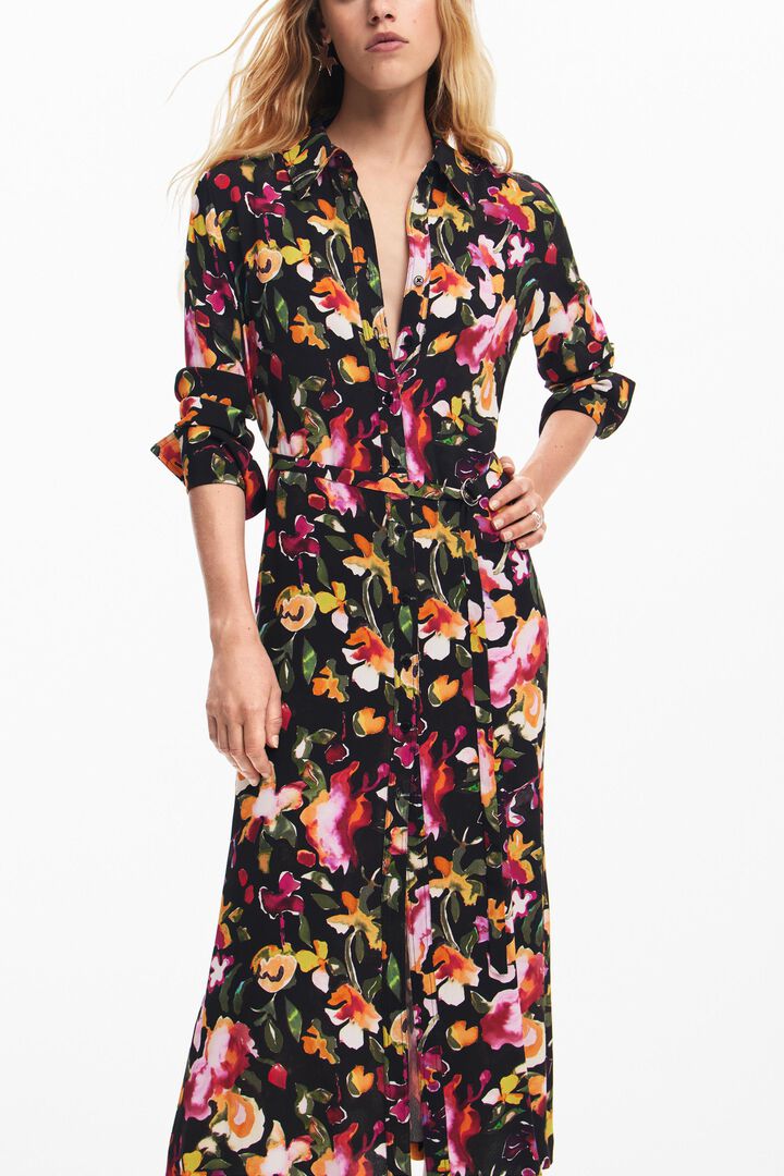 Floral shirt dress