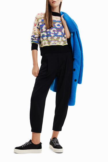 Striped leopard-effect jumper | Desigual