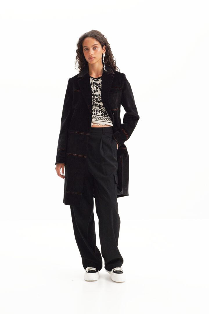 Long patchwork corduroy coat | Desigual