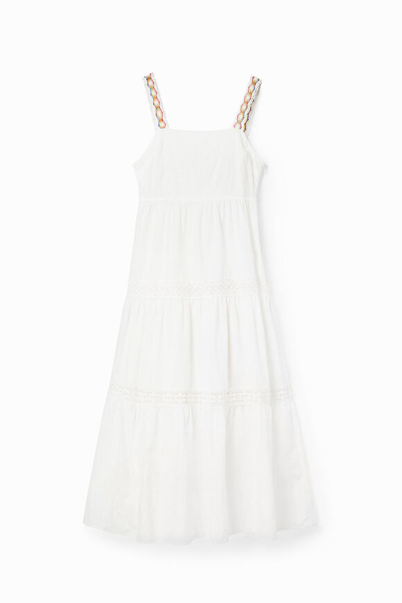 Robe longue bretelles broderie