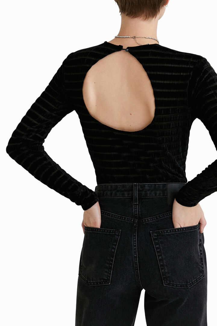 Body ajusté en velours à rayures | Desigual
