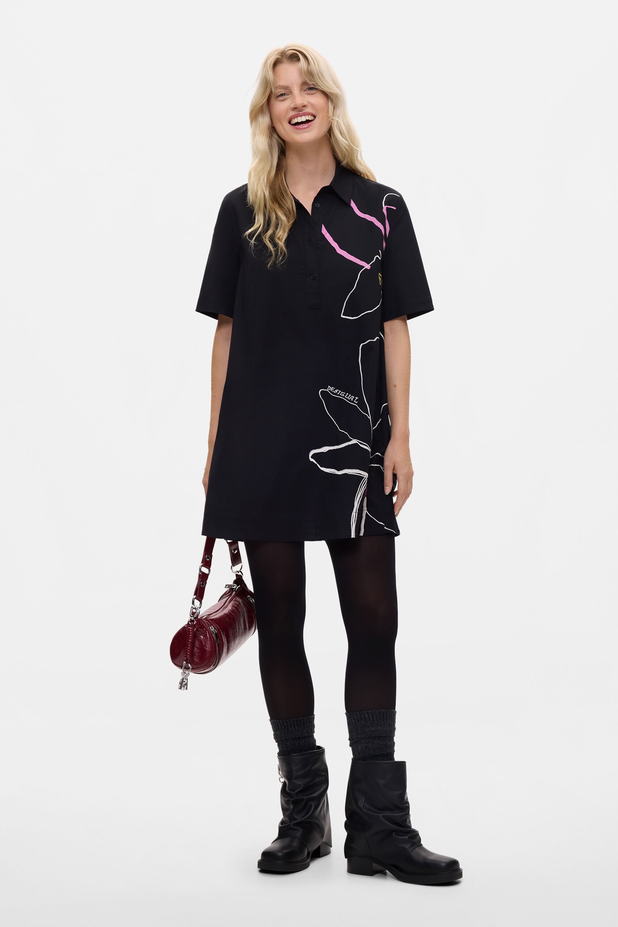 Kort bloemenjurk - BLACK - XS