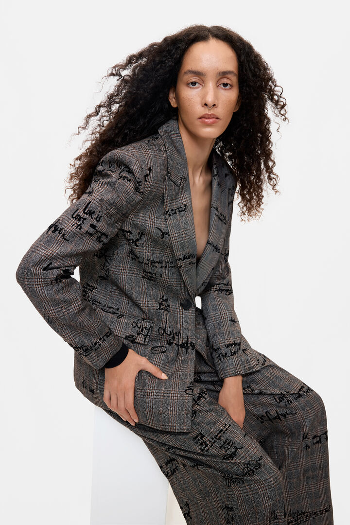 Checkered blazer lettering