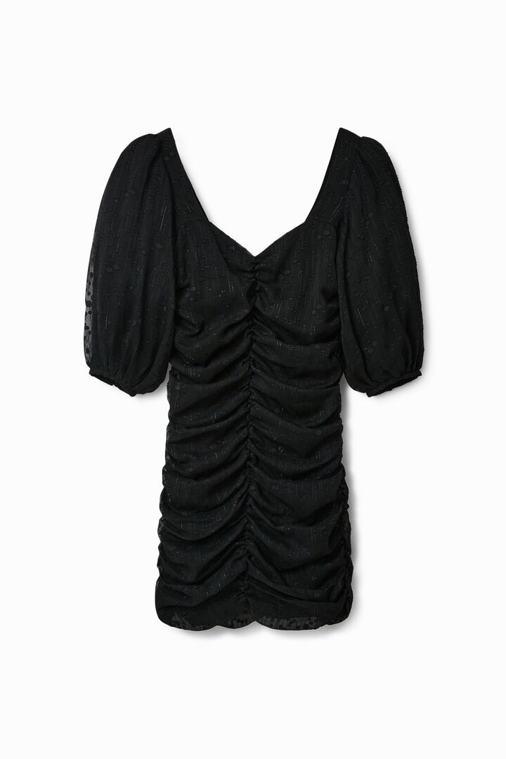 Vestido corto fruncido topos | Desigual
