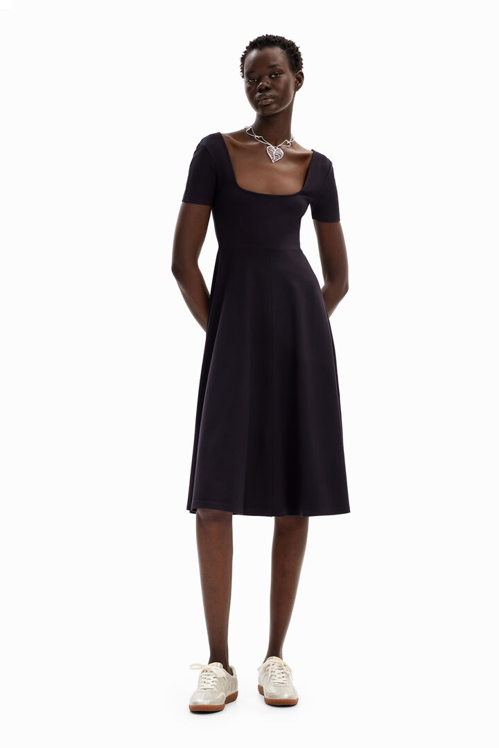 Short-sleeved solid-coloured midi dress | Desigual