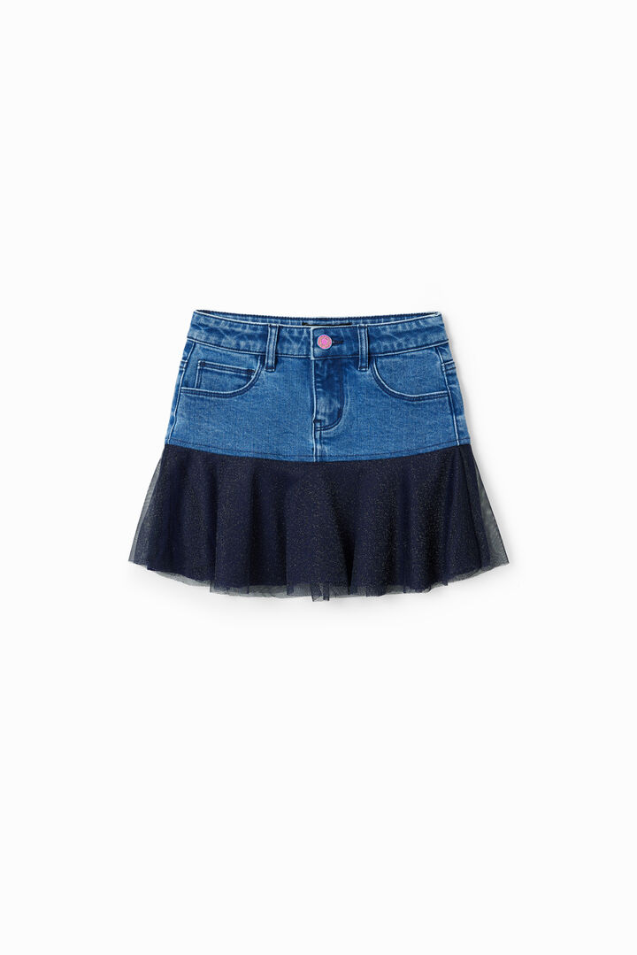Glossy ruffle denim mini skirt | Desigual