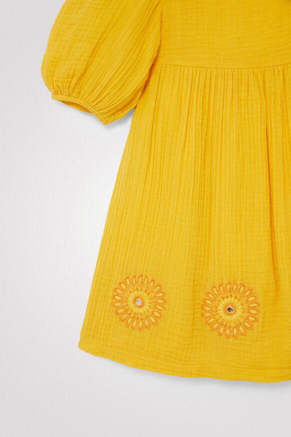 Three-quarter sleeve yellow dress | Desigual