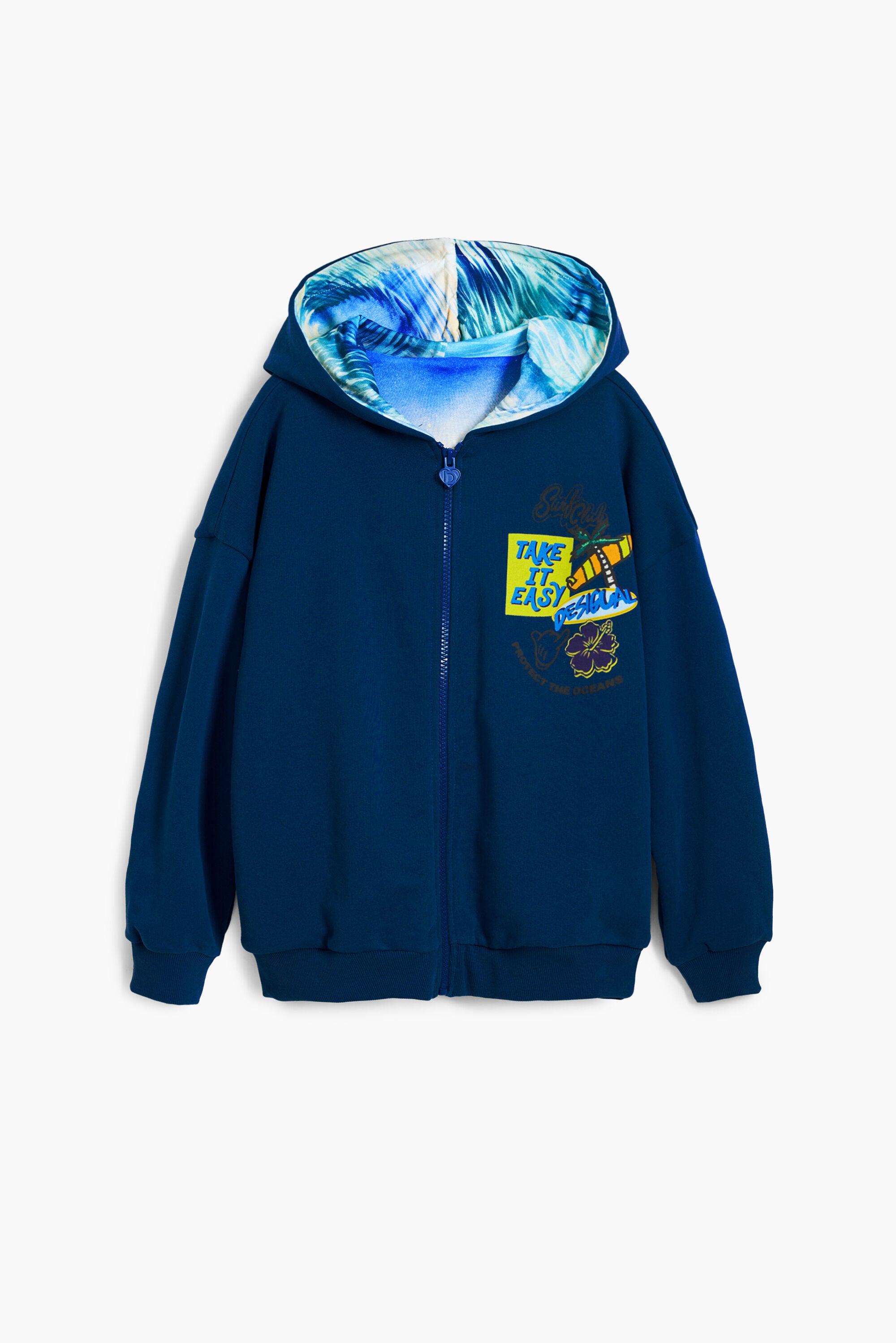 Desigual, Felpa reversibile, Cotone, Blu