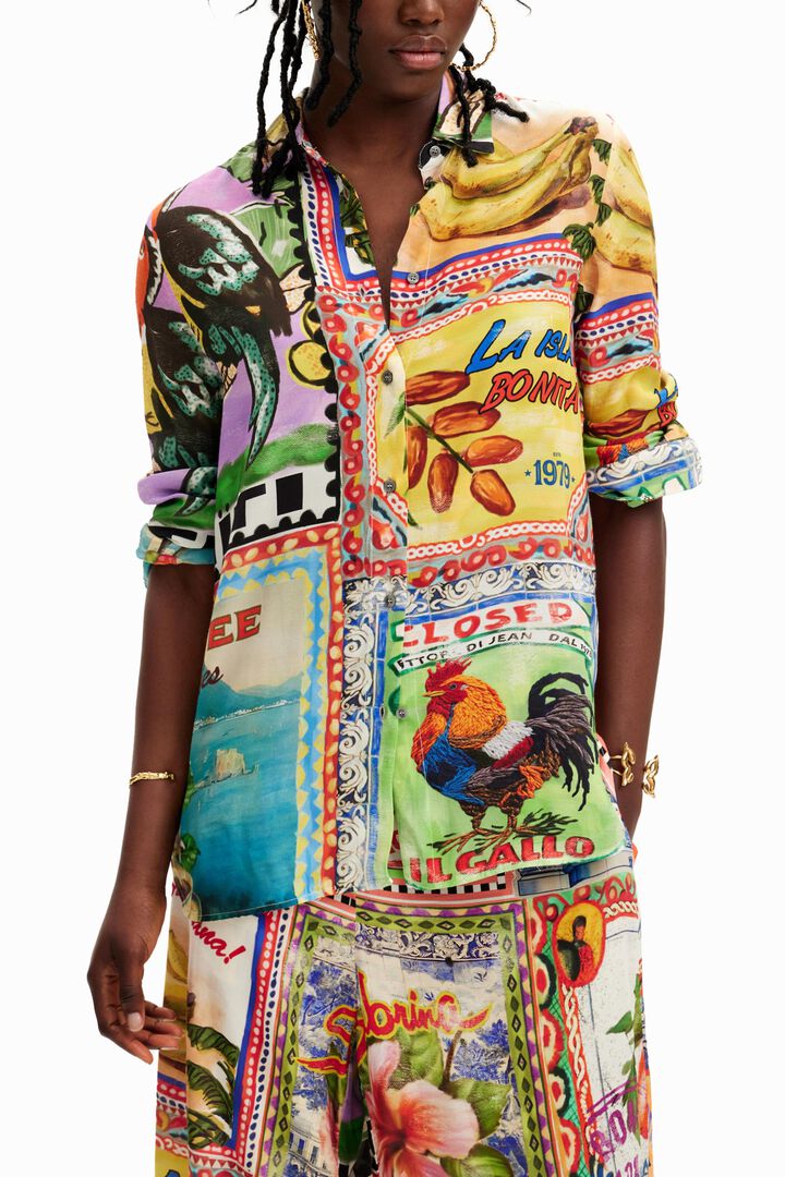 Stella Jean arty postcard shirt | Desigual