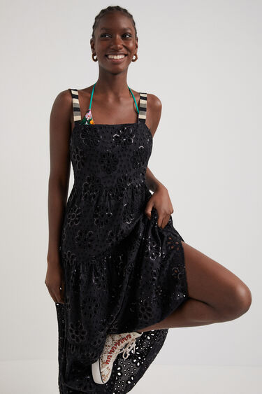 Swiss embroidery maxi dress | Desigual
