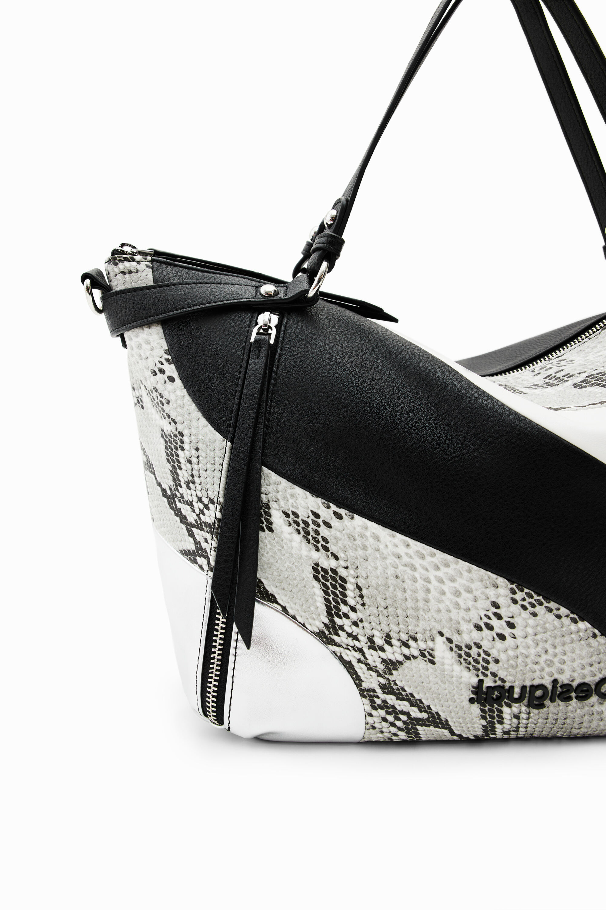 White snakeskin handbag top