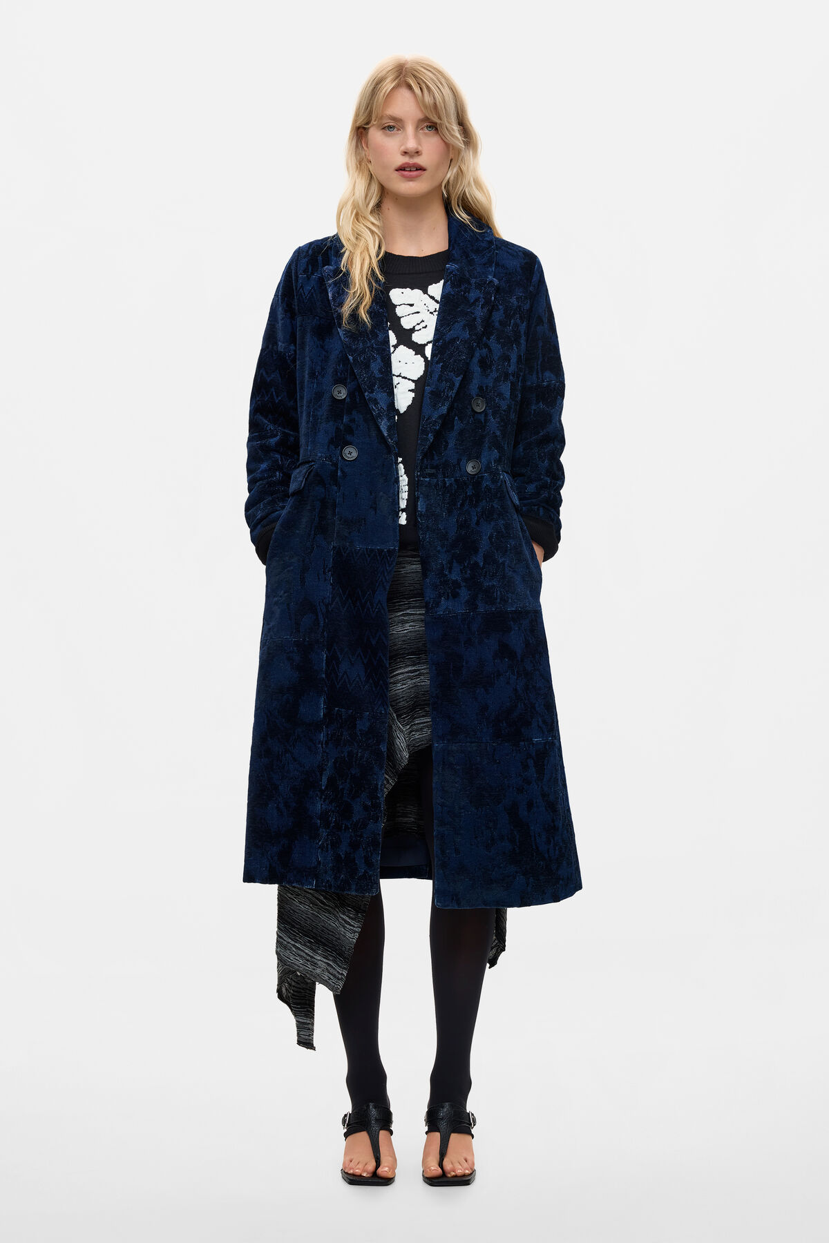 ジャカードのストレートコート 青 女性用 I Desigual.com