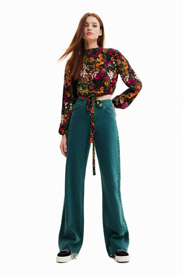 Multi-position cropped floral blouse | Desigual