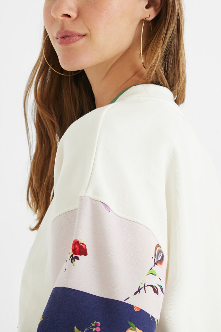 Cotton jumper patch sleeves | Desigual