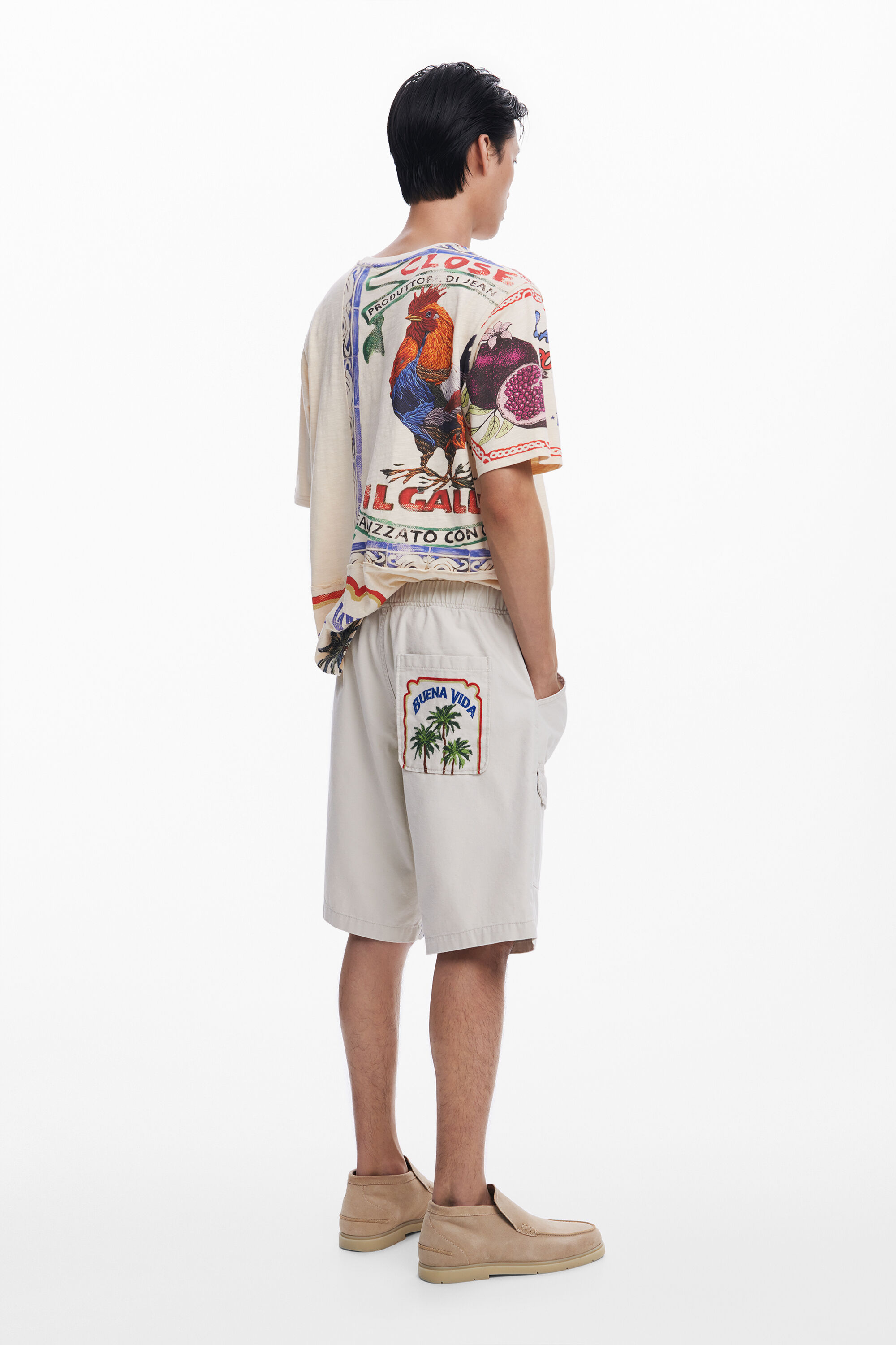 Desigual Cargo Bermuda Shorts In White