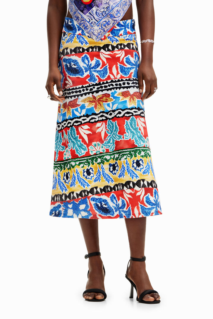 Stella Jean ethnic midi skirt | Desigual