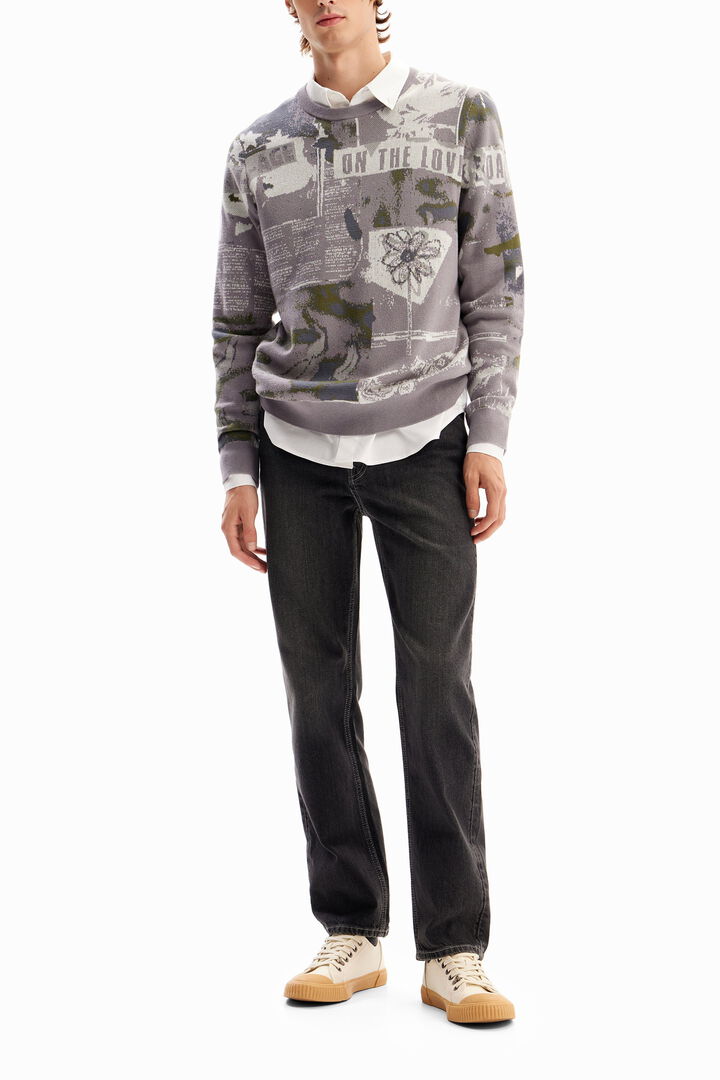 Jacquard newspaper pullover | Desigual