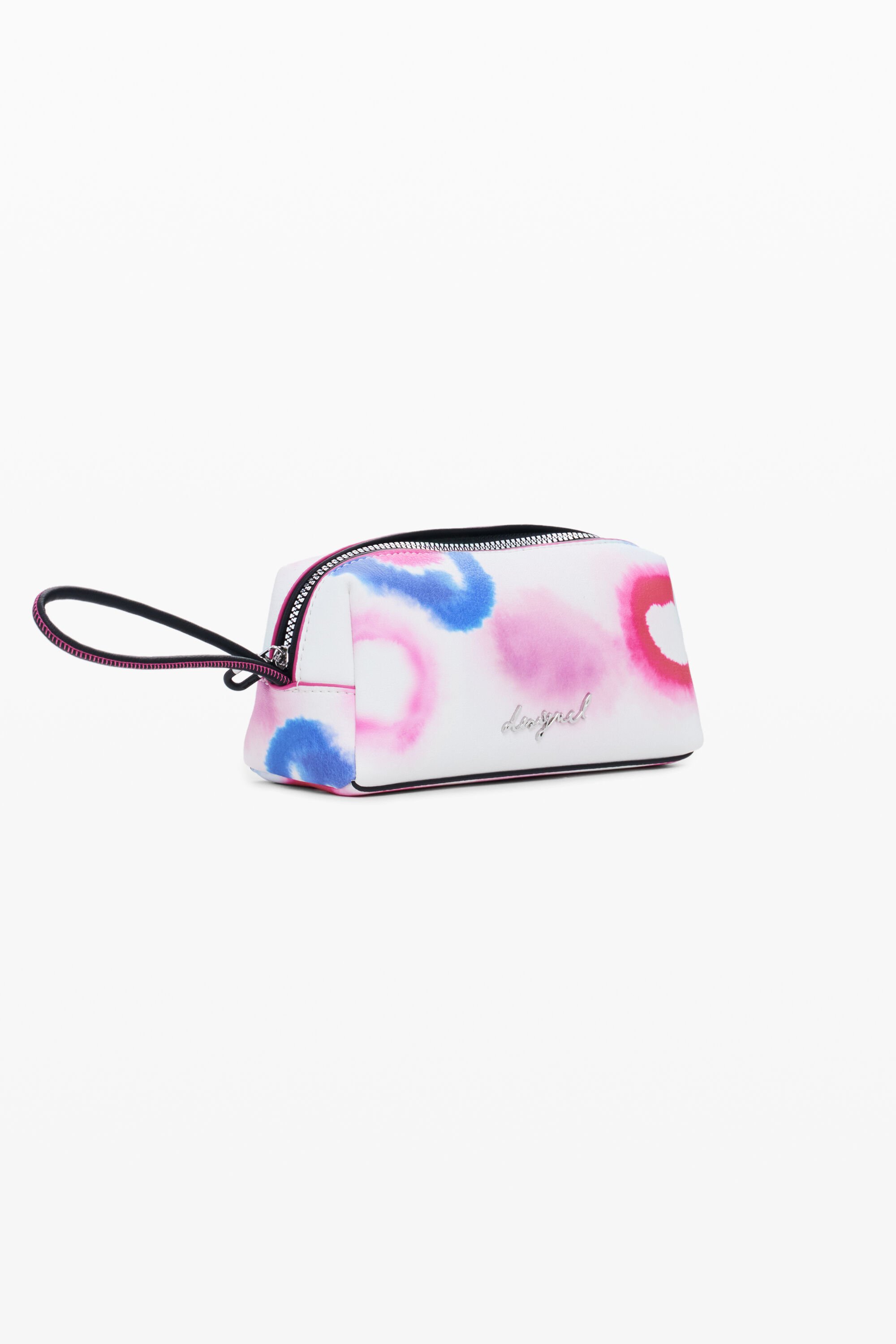 Desigual Medium Elongated Tie-dye Toiletry Bag In Red