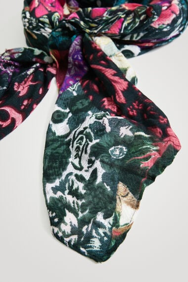 Rechthoekige sjaal met bloemenpatch