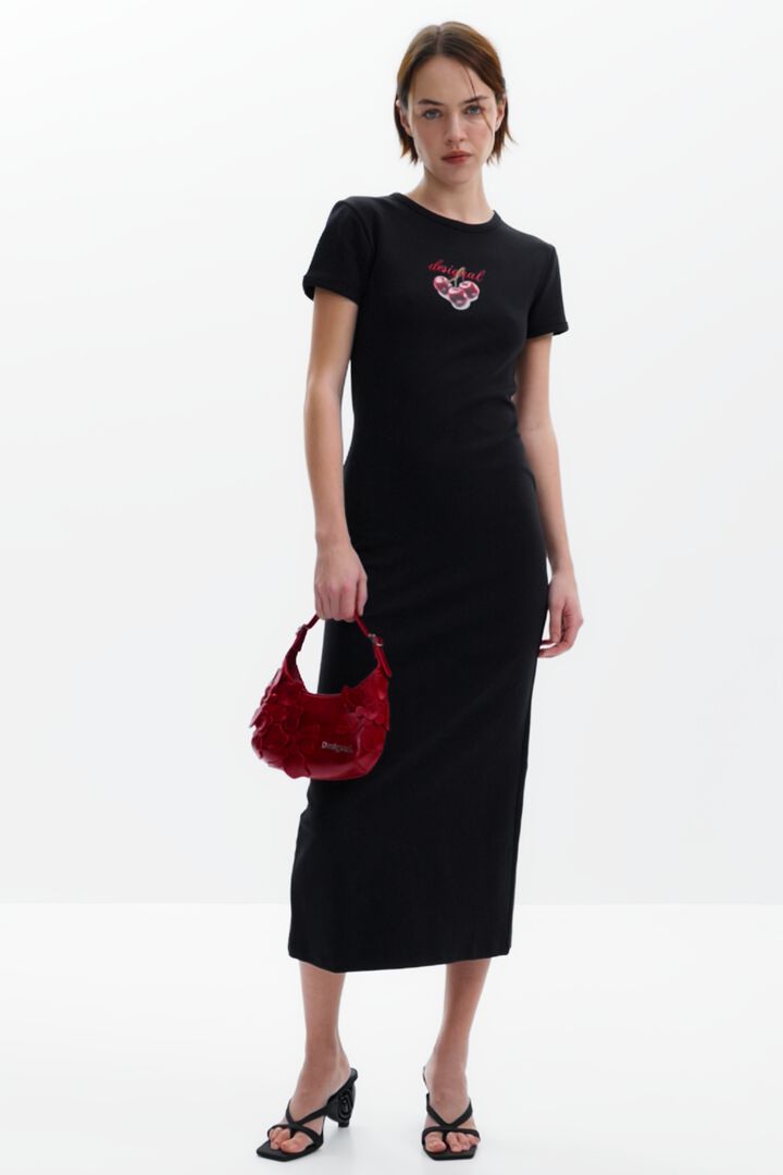 Ribbed midi dress cherries | Desigual