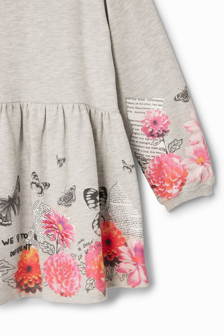 Kleid mit Schmetterlingen und Blumen | Desigual