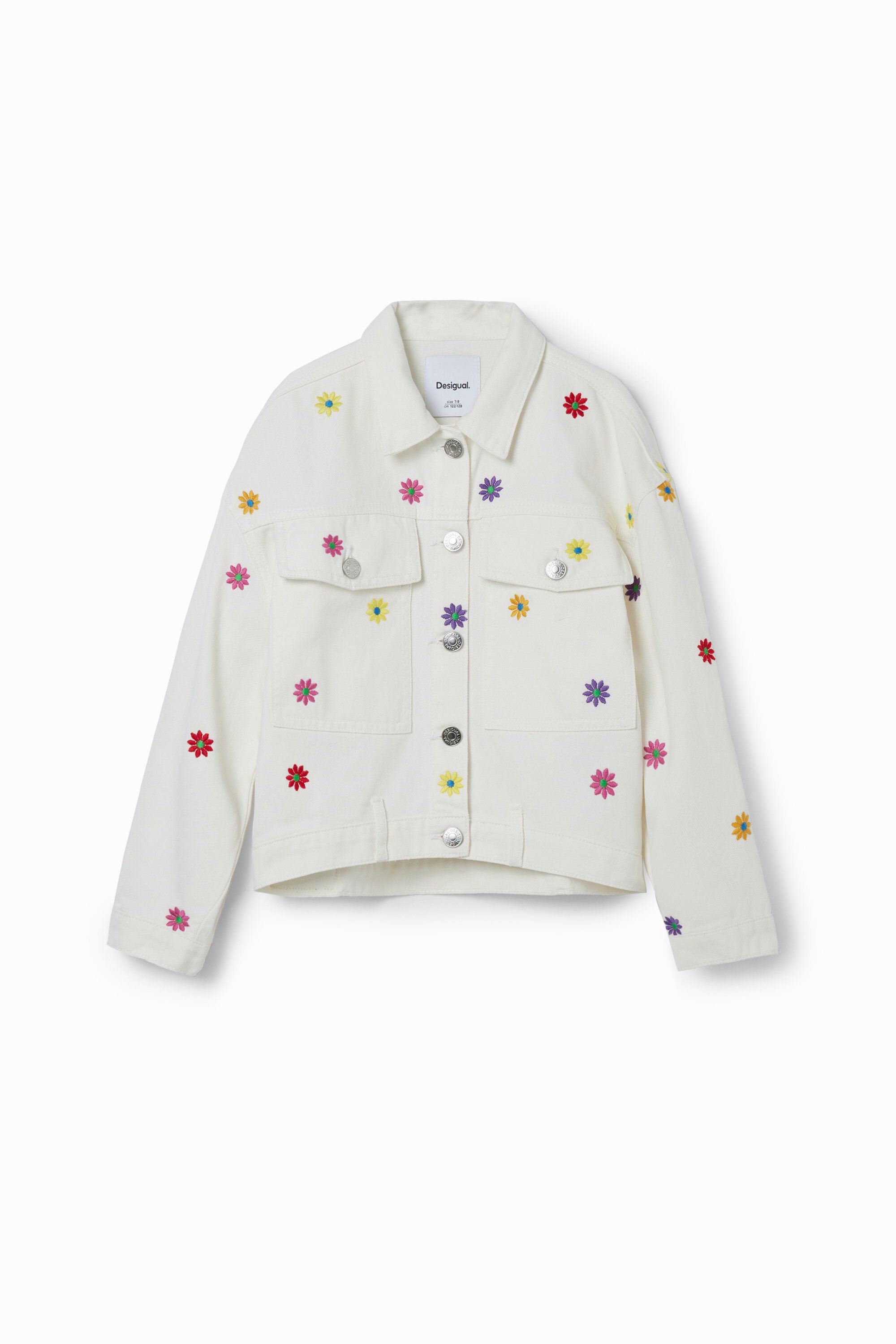 Desigual, Jeans-Truckerjacke Margeriten, Kinder, Baumwolle, Weiß, 7/8
