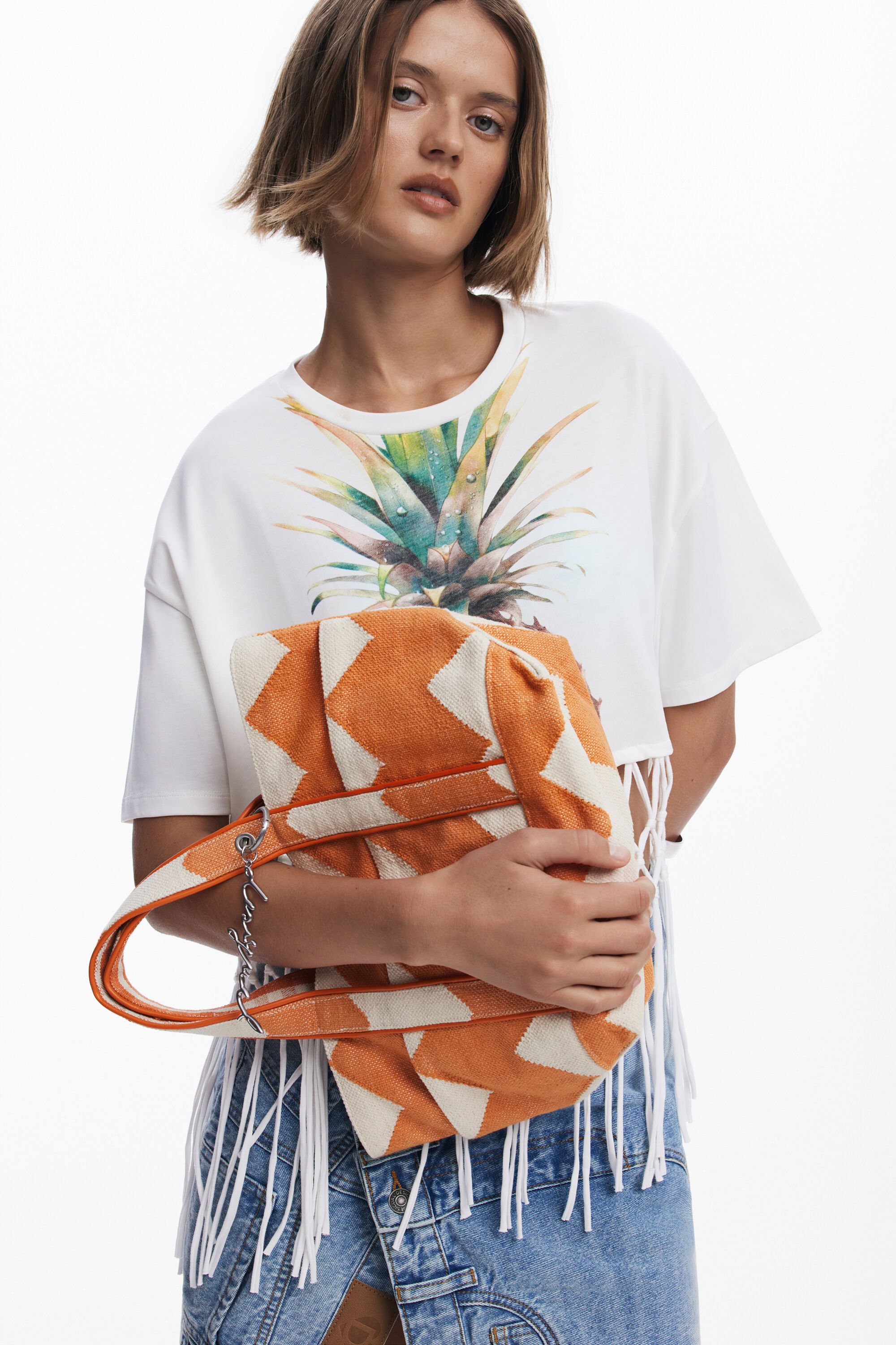 【定価¥17,900】新品未使用❣️ Desigual クロップドARTEMISA LAGUA GEM | RING SHEER 2PIECE トップス (Tシャツ・カットソー