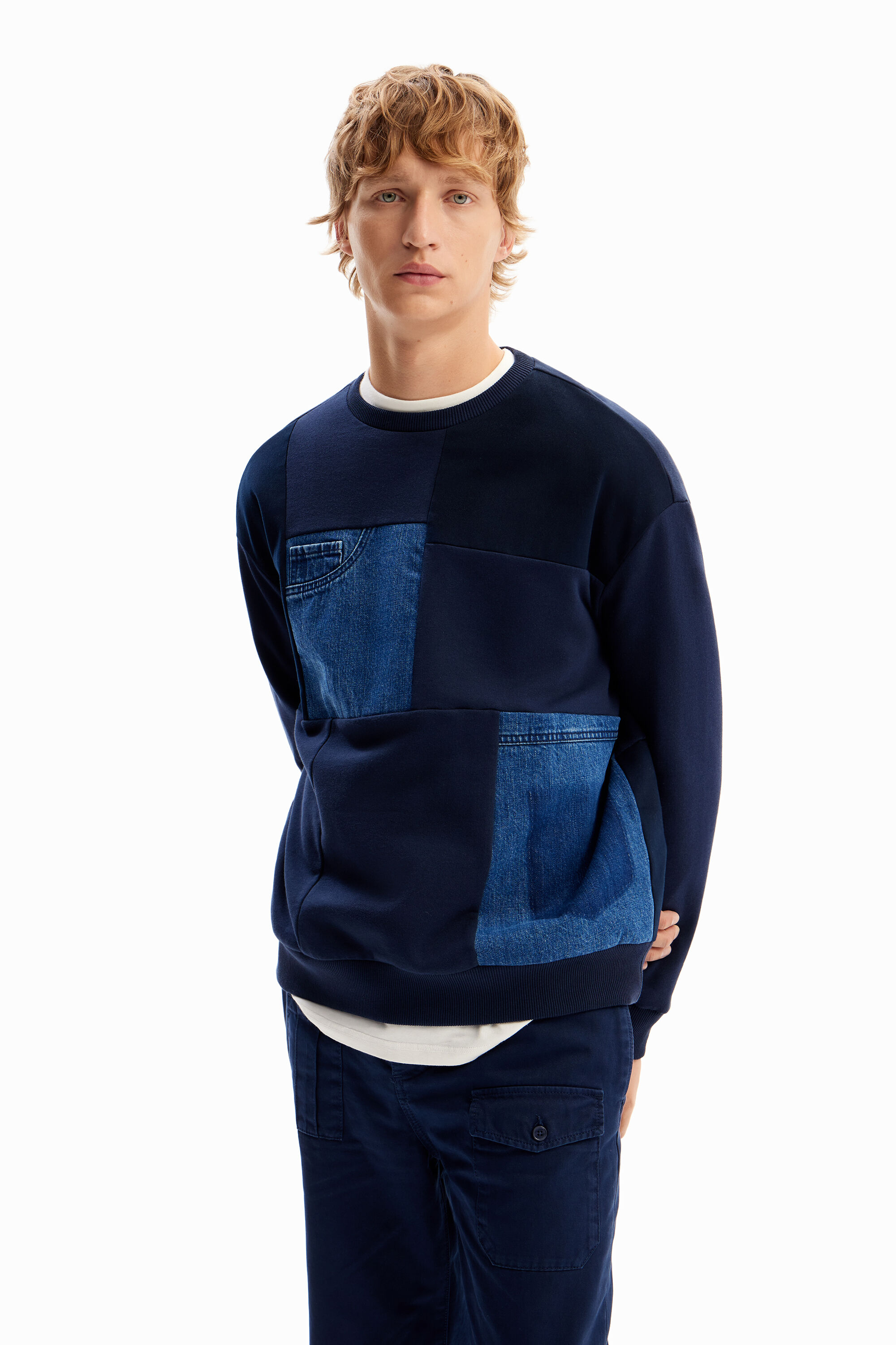 Sweatshirt met denim patch