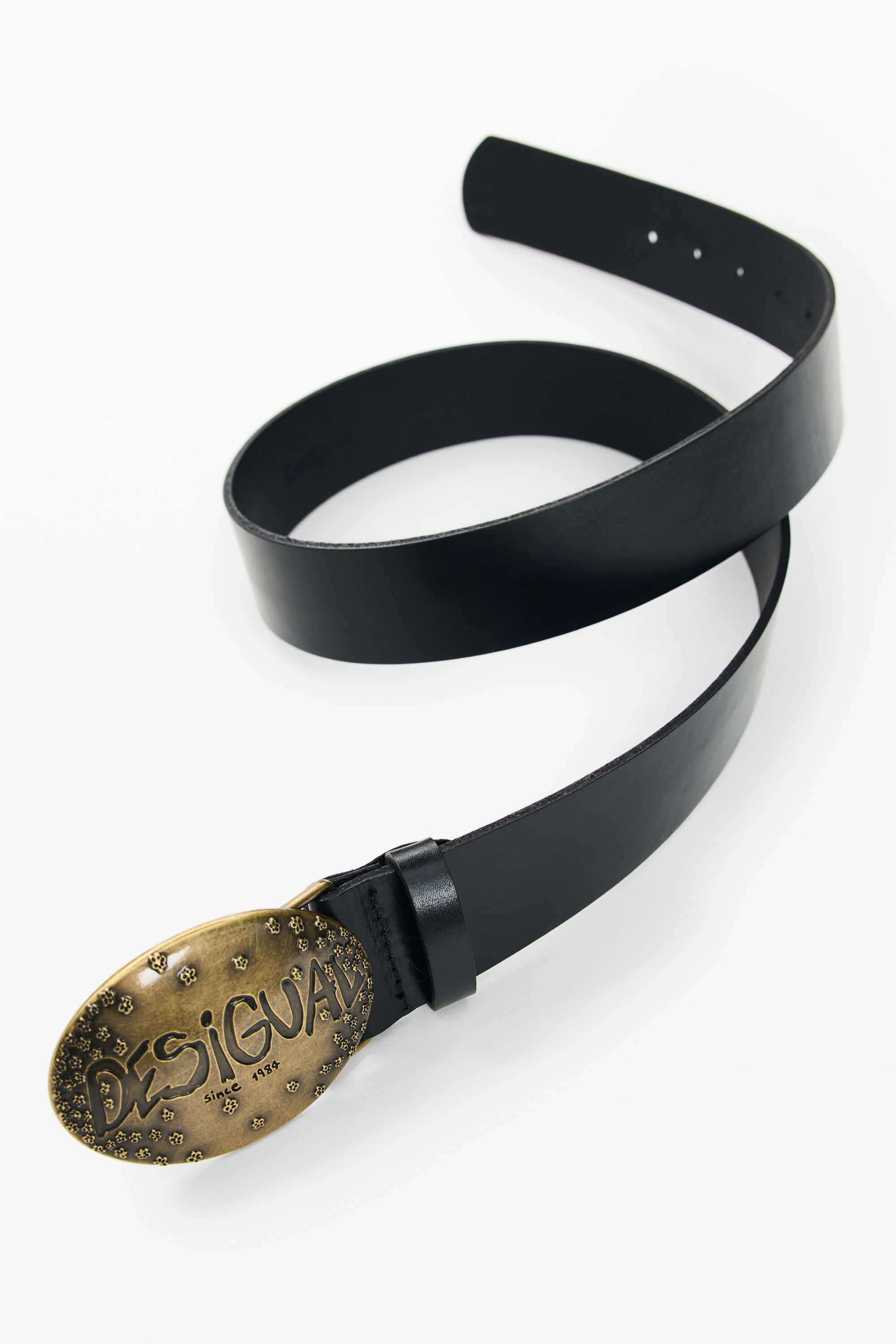 Desigual Damen Schwarz Gürtel Herz 100% Leder, Cow Leather, 95