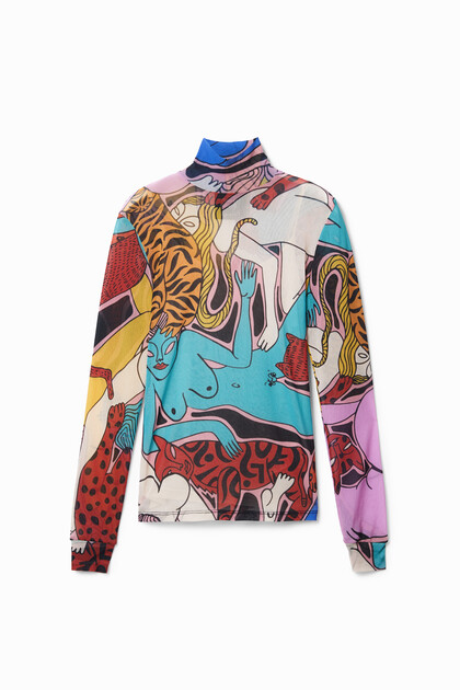 designed by miranda makaroff high neck mesh t shirt