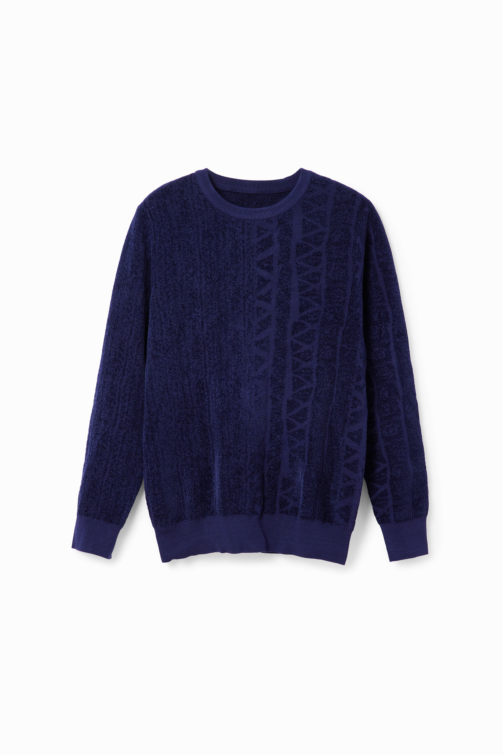 Desigual Jacquard Motif Pullover In Blue