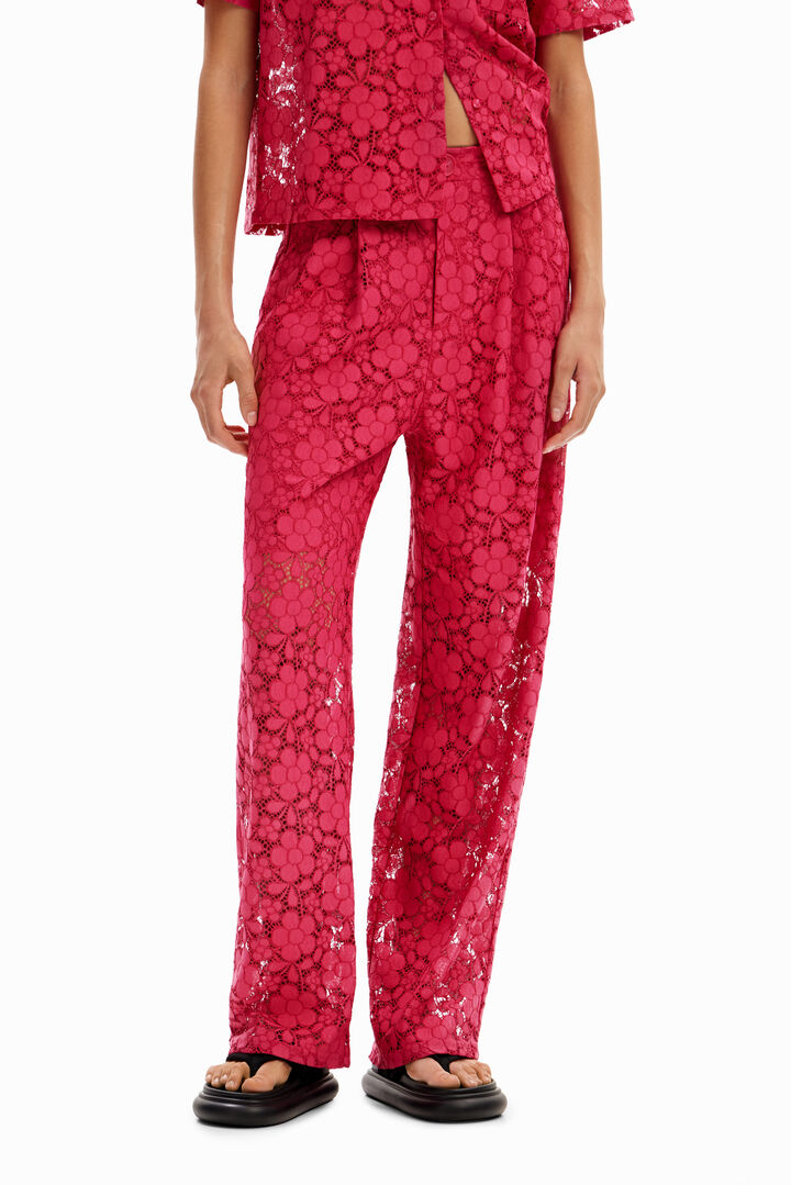Tailored floral lace trousers | Desigual