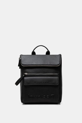 Square backpack leather effect