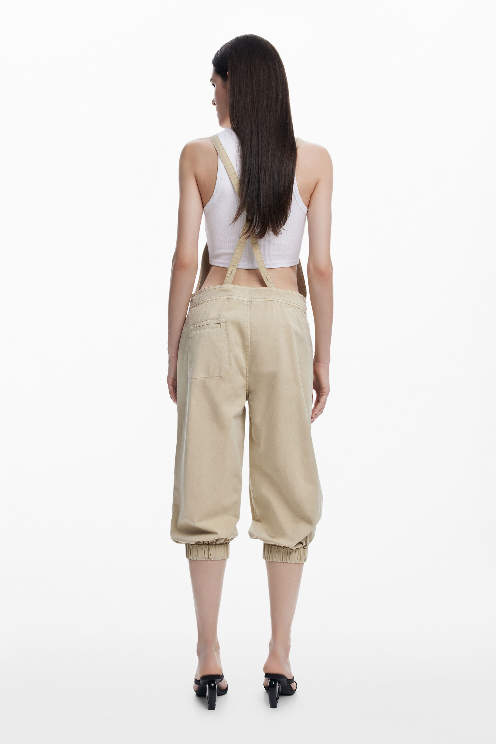 Desigual Cotton Capri Overalls In Black