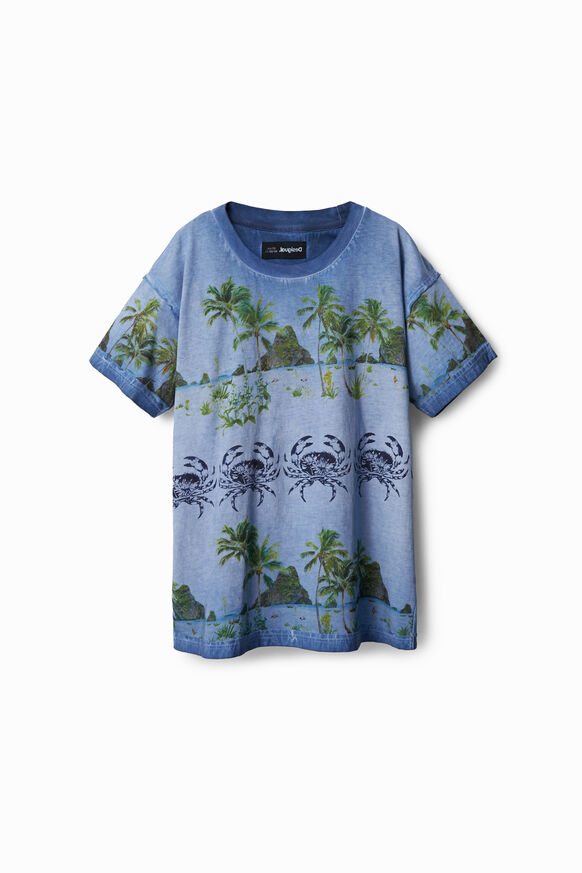 T-shirt met tropisch strand | Desigual