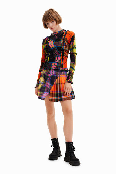 María Escoté criss-cross plaid mini skirt | Desigual