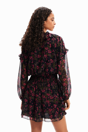 Short floral chiffon dress | Desigual