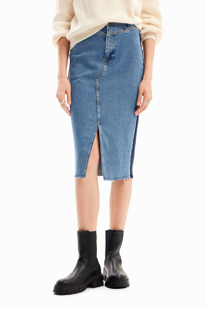 Faldilla midi denim franja | Desigual