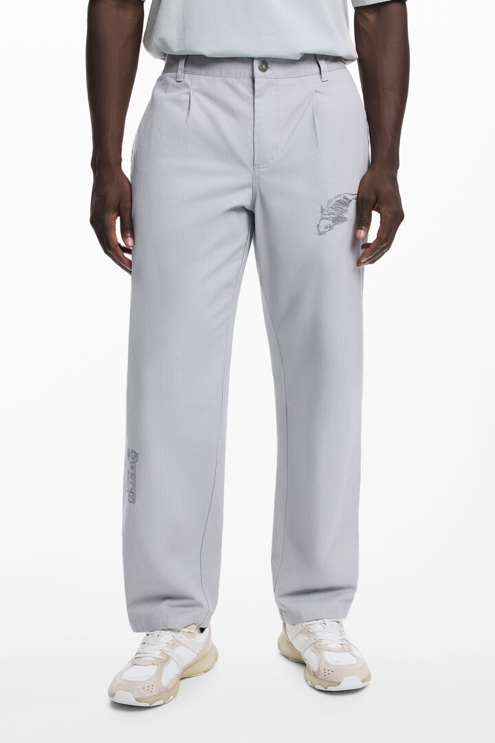 Calça comprida alfaiataria bordada | Desigual