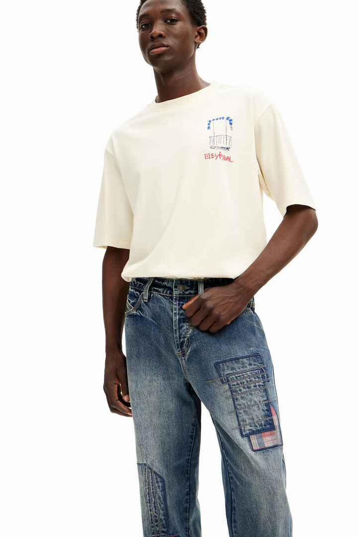 Patched denim pants | Desigual