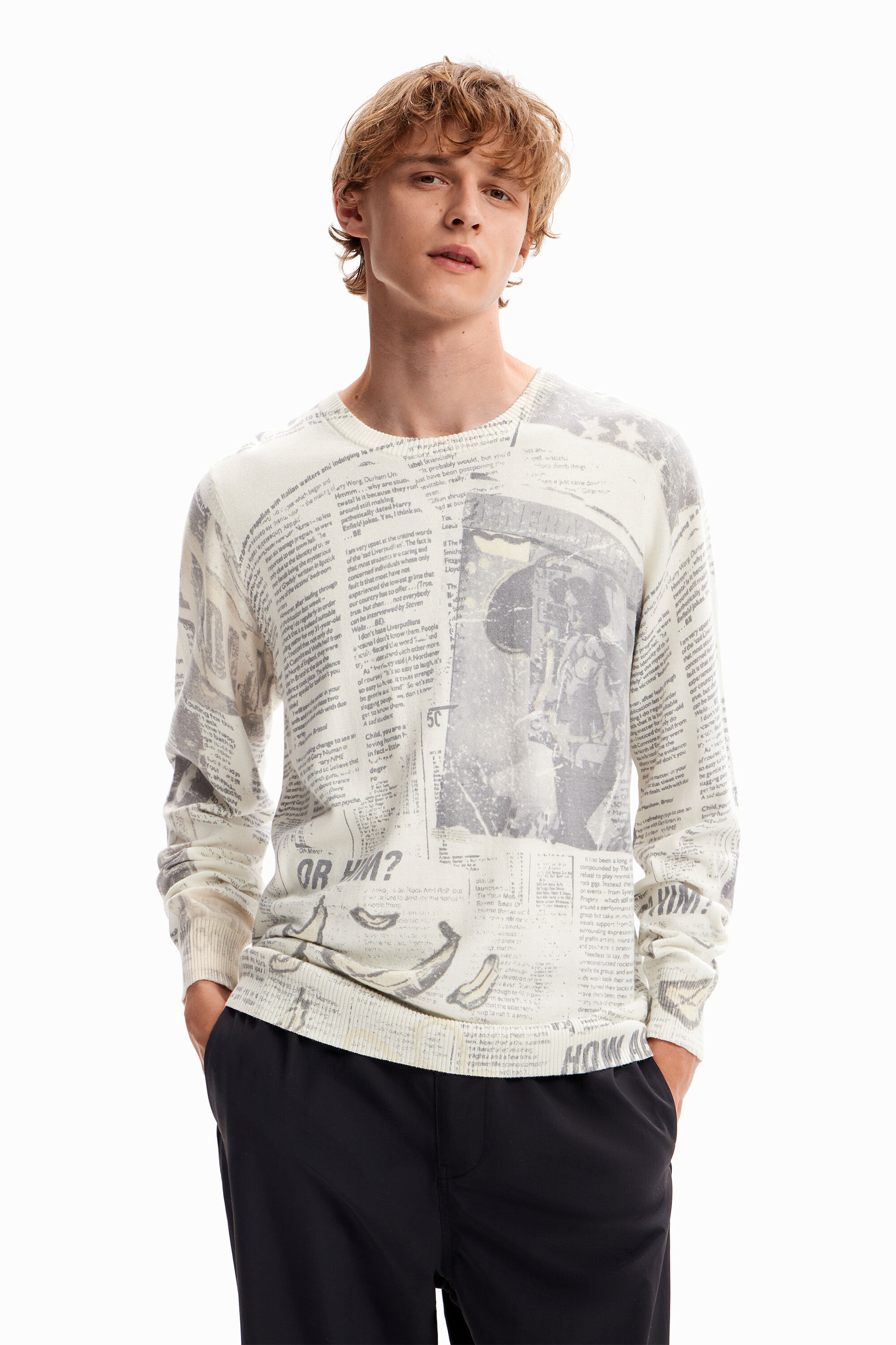 Fine newspaper pullover - MATERIAL FINISHES - S